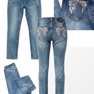 Miss Me Denim Skinny Jeans with Intricate Pocket Design